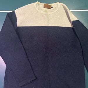 Men's Two-Tone Sweater - Navy and Cream